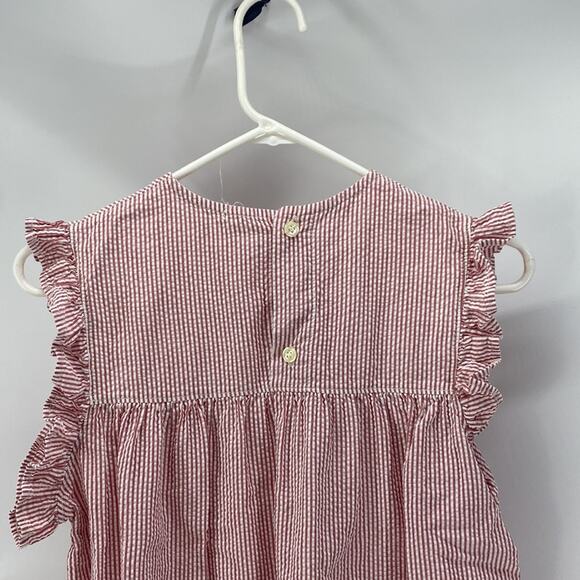 Mabo sea-sucker red ruffled cap sleeve midi preppy nautical  dress size 12/13 - Picture 4 of 6